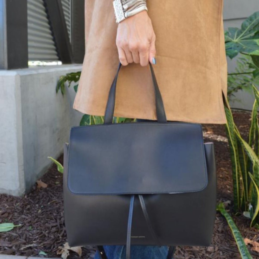 Mansur Gavriel Navy Calf Lady Bag Large